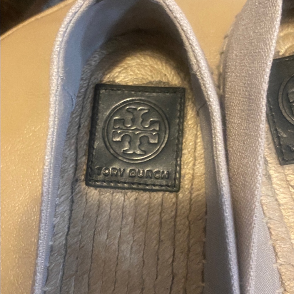 Tory Burch Weston Espadrille Flats in Natural color canvas & black leather logo - Picture 2 of 9